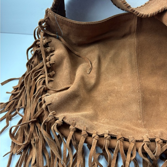 NWOT Urban Outfitters Silence + Noise Suede Fringe Hobo Sling Bag - Picture 6 of 16